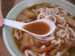 Shengtai Beef Noodle - Beef Tendon Kway Teow, Close up on the broth