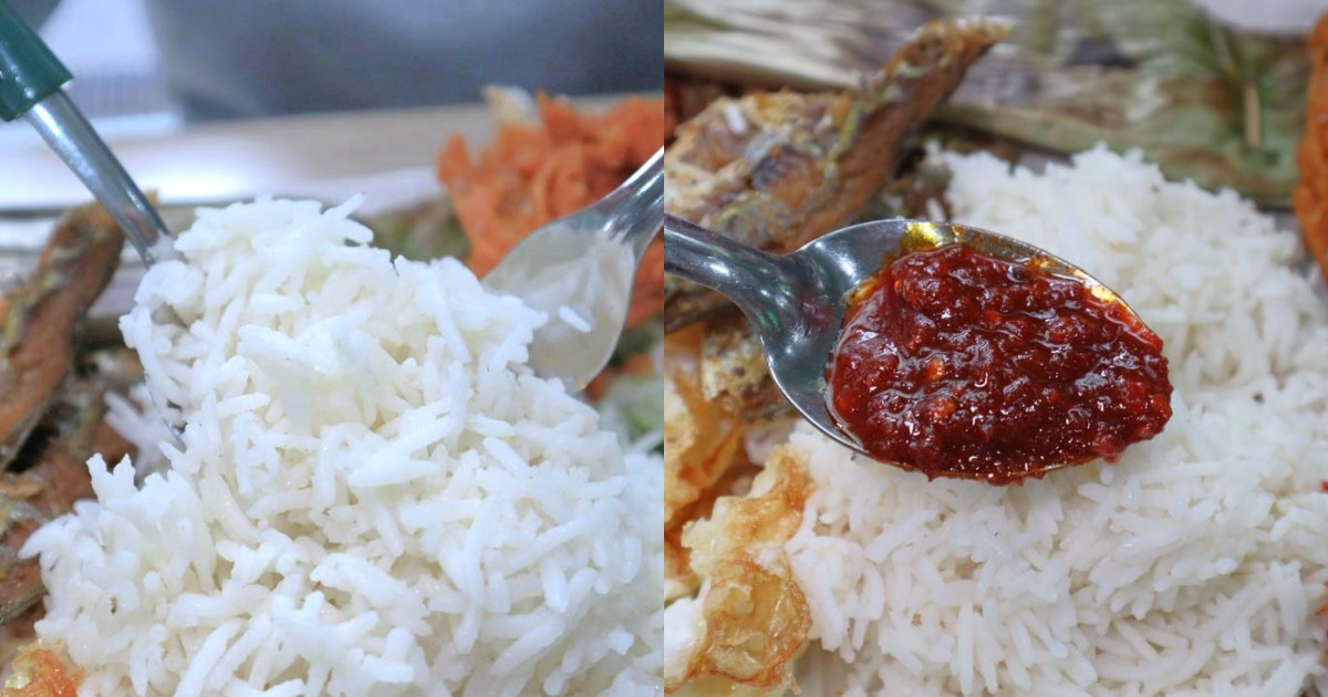 new vs old nasi lemak - selera rasa rice and sambal