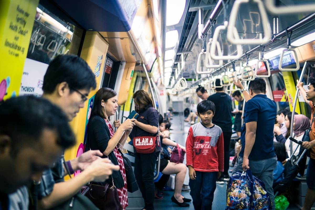 Singapore Public Transport - interior image of MRT