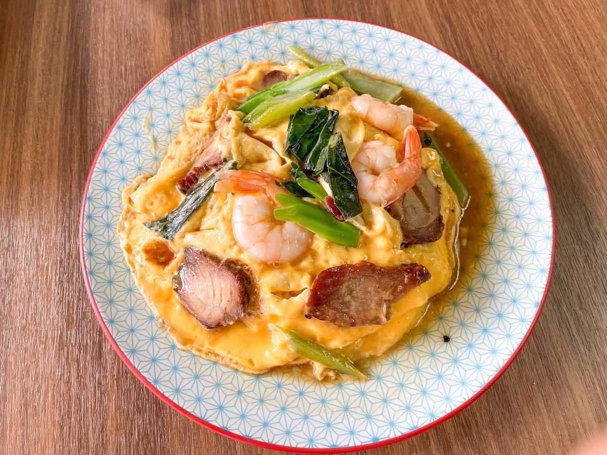 authentic hk food - tai cheong rice with prawn egg and char siew