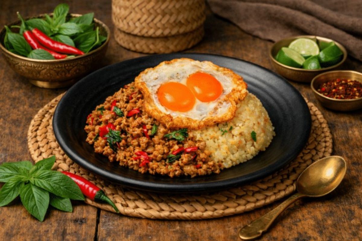 king of krapow - signature minced chicken diish