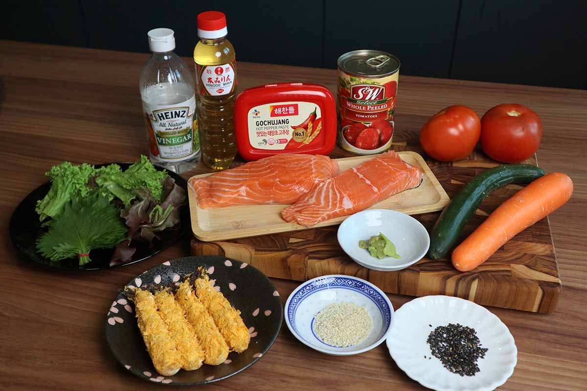 mibbedong salmon noodles recreation - ingredients