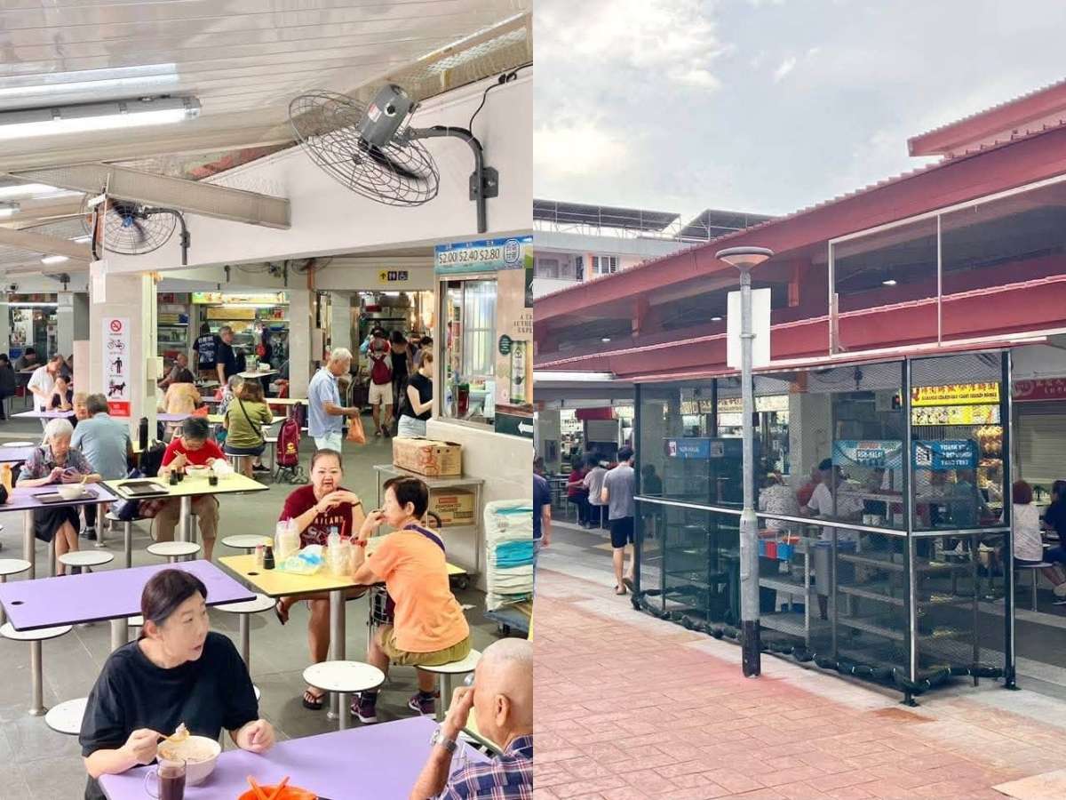 clementi 448 market & food centre reopens - fans and netting