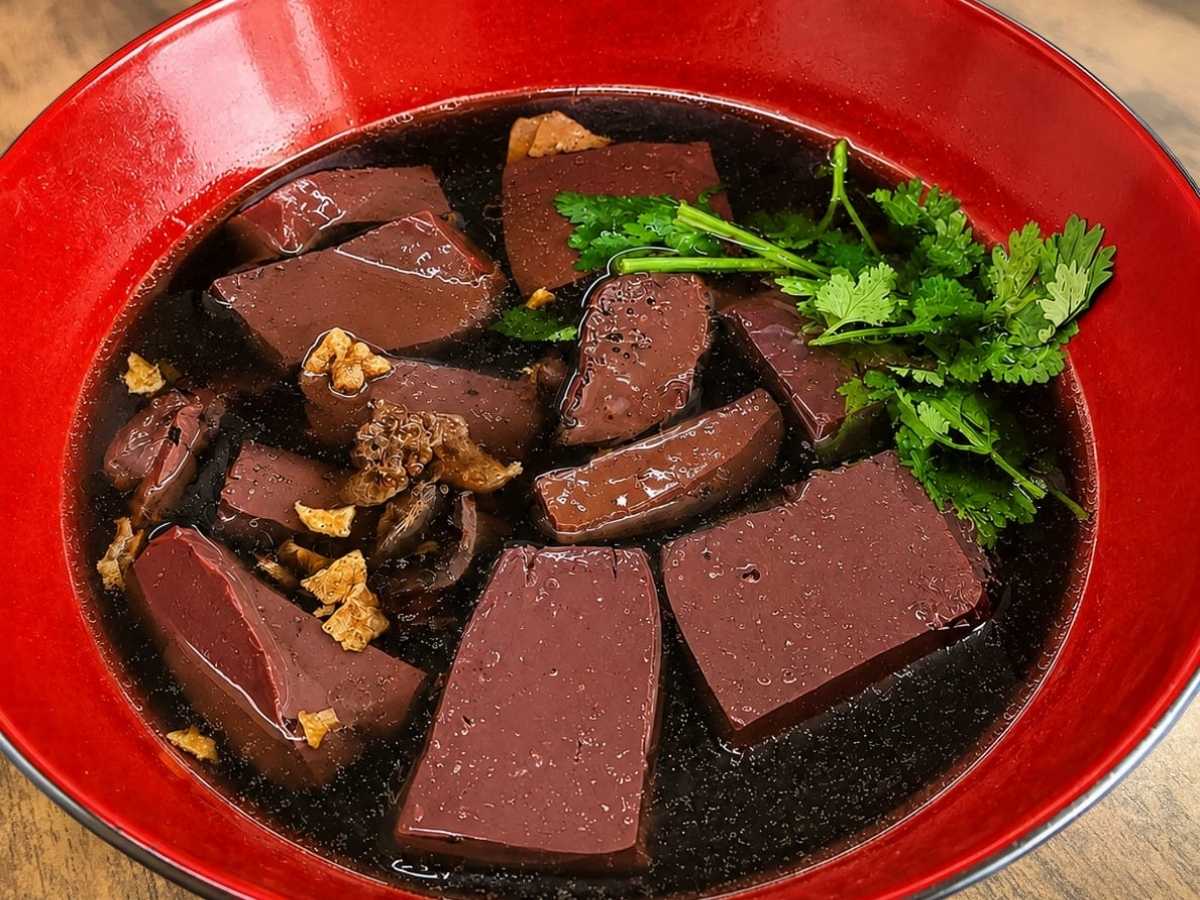 pig blood curd - jin ji teochew braised duck & kway chap pig blood soup