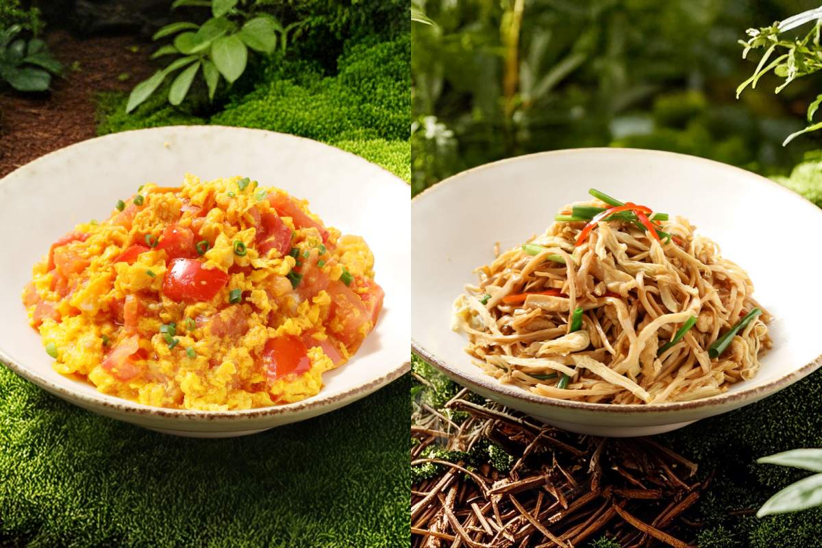 xiang xiang new dishes - tomato egg and shredded chicken