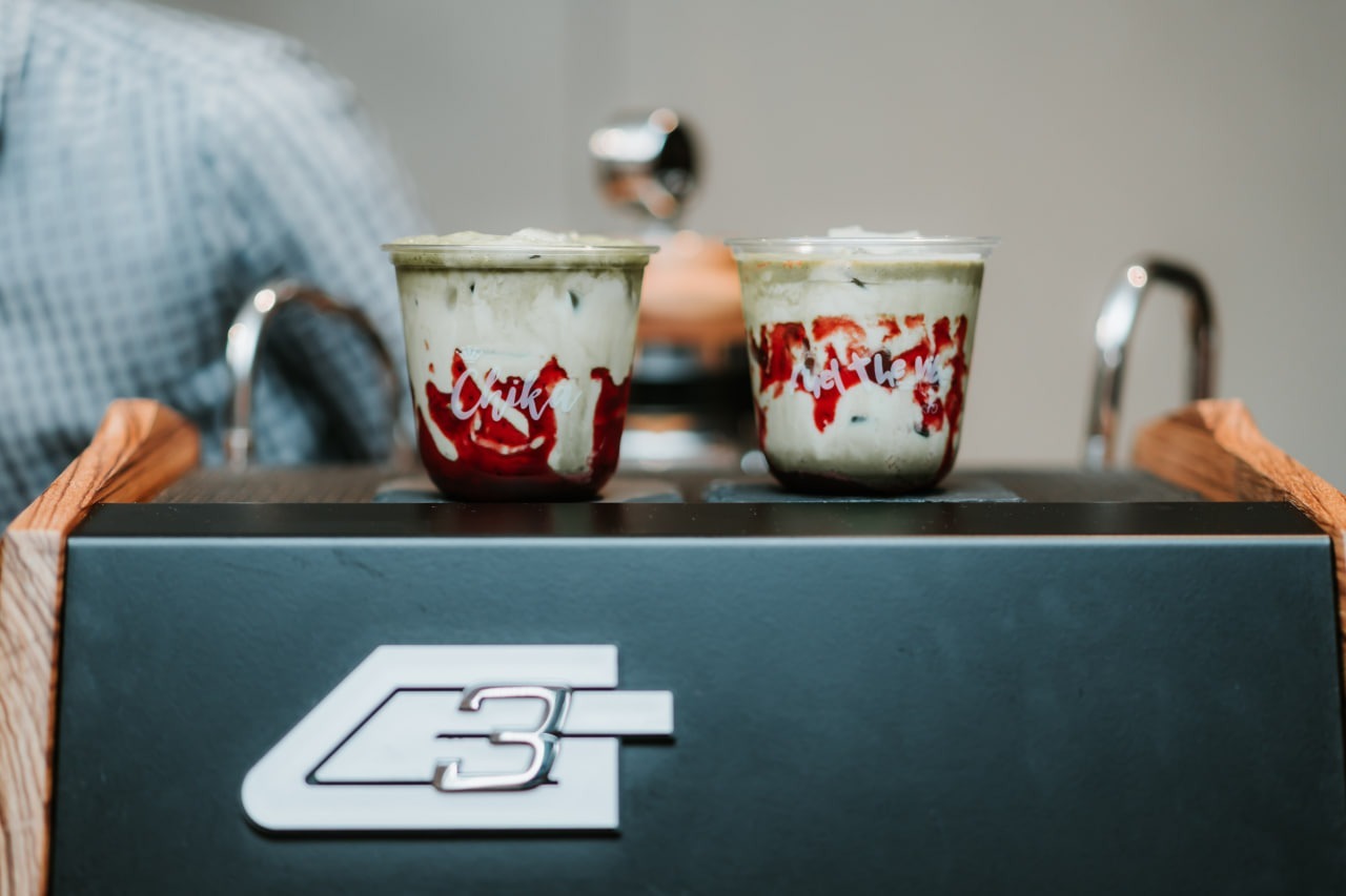 coffeecart - matcha lattes on cart