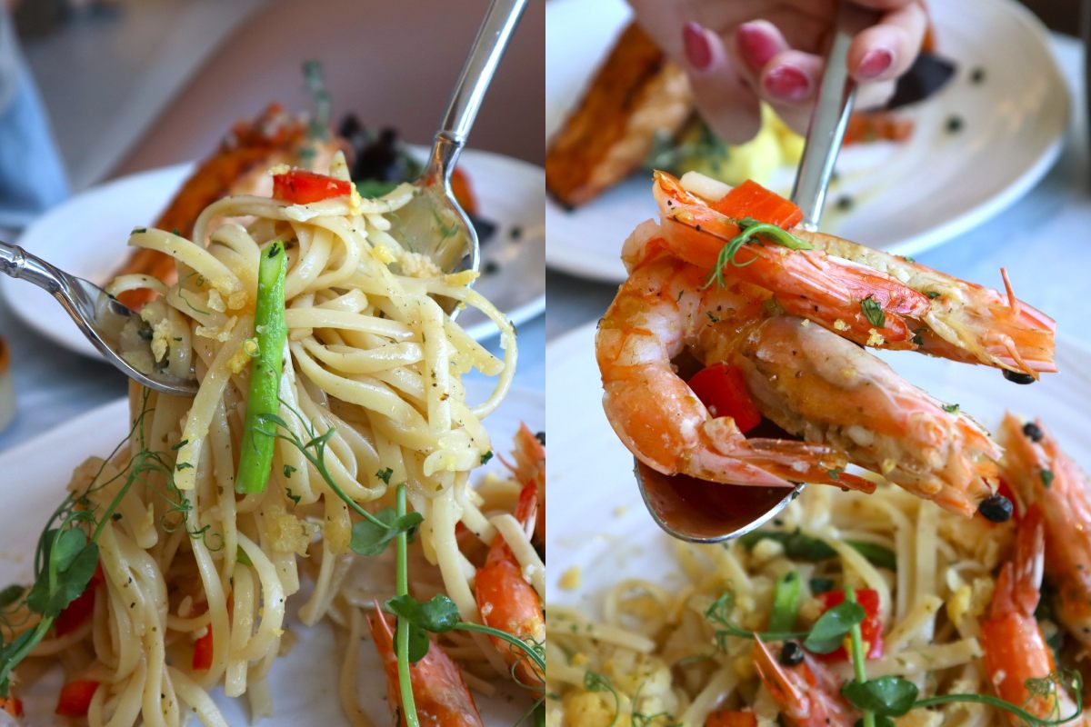 o coffee club - prawn pasta closeup