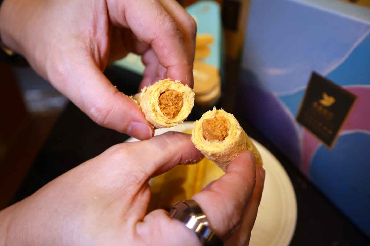bluebird travel - porkfloss egg roll closeup