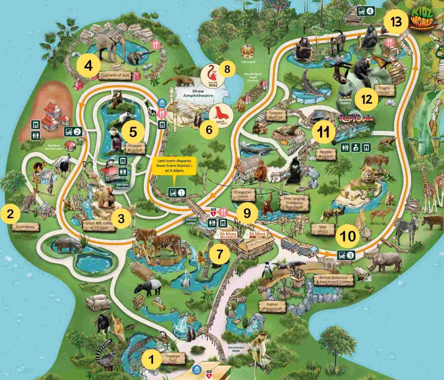 SG zoo map with numbers