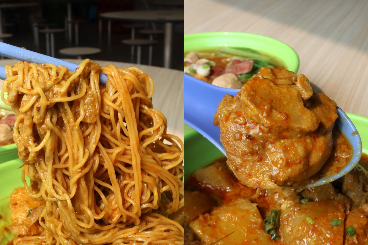 chef foong - dry curry noodles closeup