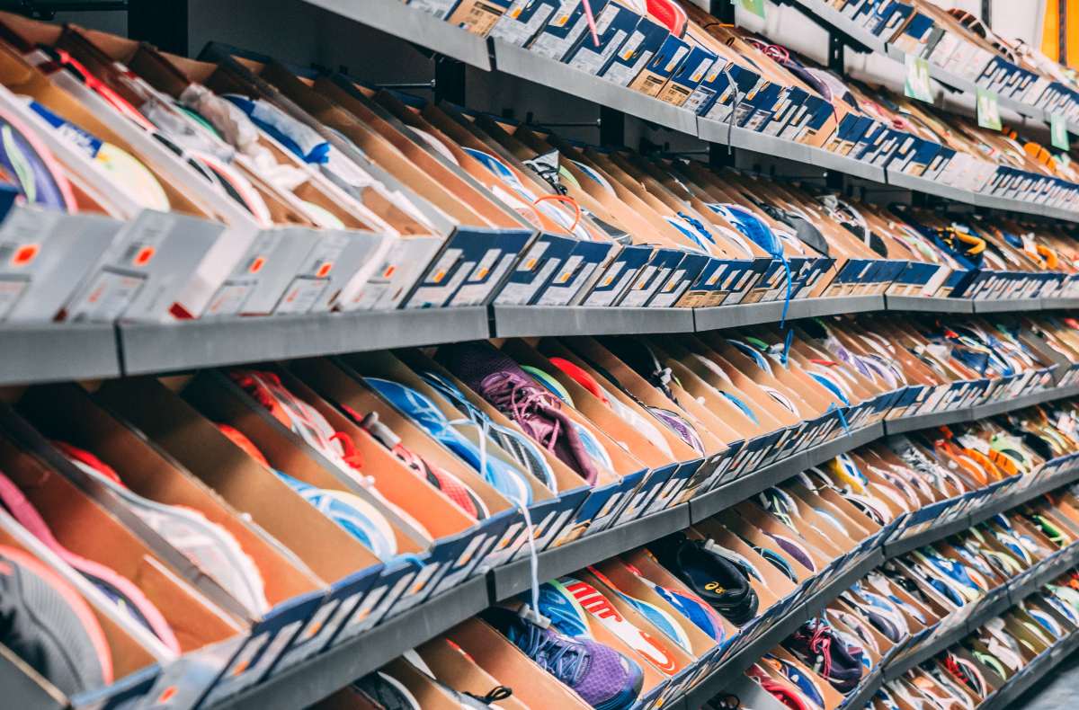 sneakers in shoe shop