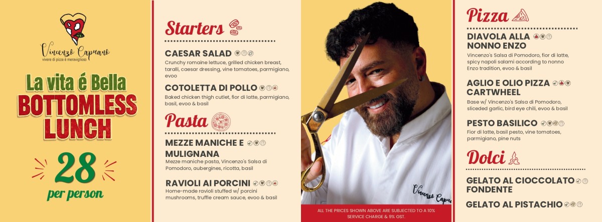 Vincenzo Capuano Bottomless Lunch - Menu