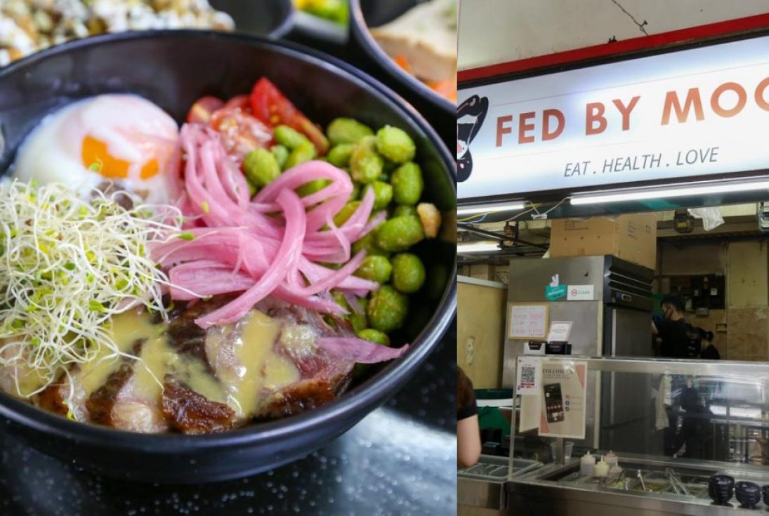 Photo of beef bowl and storefront