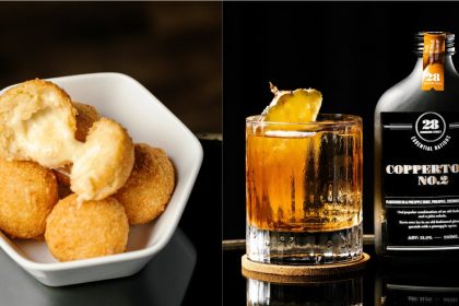 Collage of Mac N Cheese Balls and Coppertone No.2