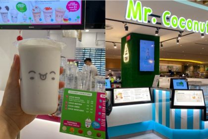 Collage of Coco Boss from Otai CocoMelon and Storefront of Mr Coconut