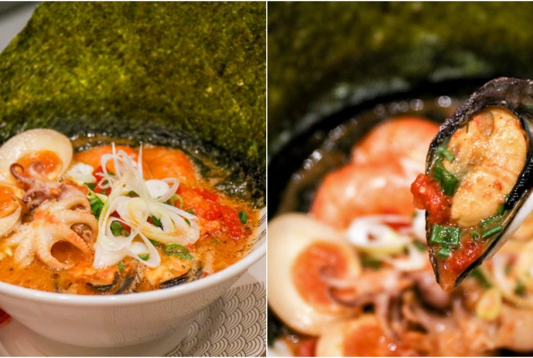 Collage Of Kanada Ya's Seafood Tomato Ramen