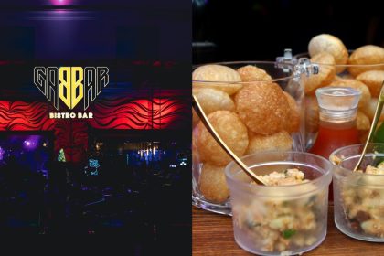 Collage of exterior and street food