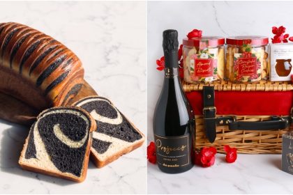 Collage of tiger bread and CNY hamper