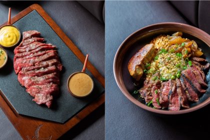 Collage of Gyudon and Feather Blade Steak