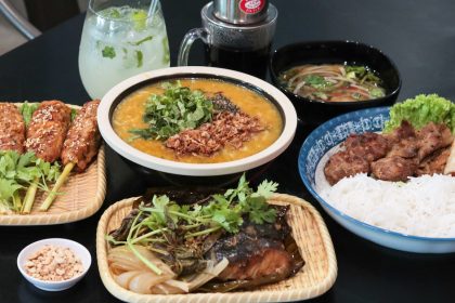 An array of dishes served at Hoang Hau