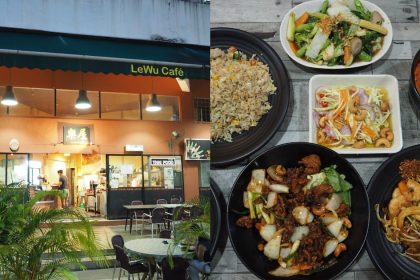 LeWu Cafe - A picture of the store front and the food