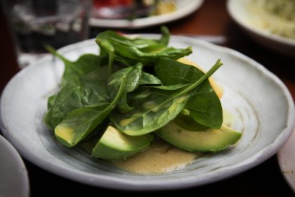 Moosehead - Avocado with roast pear, caramelized fig, goat cheese and spinach leaves