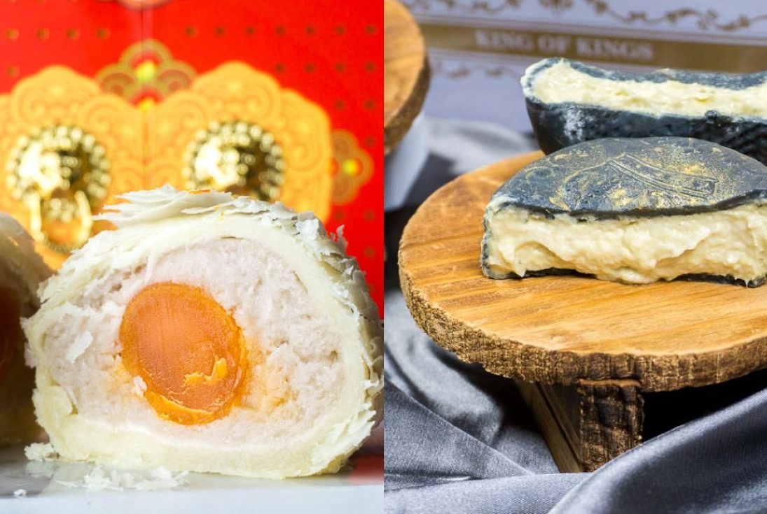 Collage of Swatow Seafood mooncakes and King of Kings mooncake