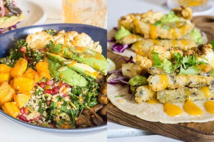 Collage of Mother Earth Insalada and Cactus Frito
