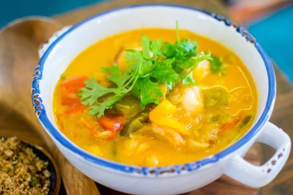A bowl of Moqueca, Brazilian seafood stew