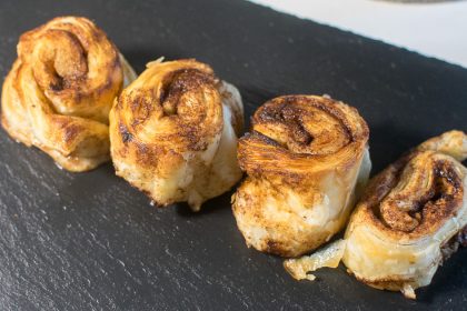 A row of homemade cinnabons