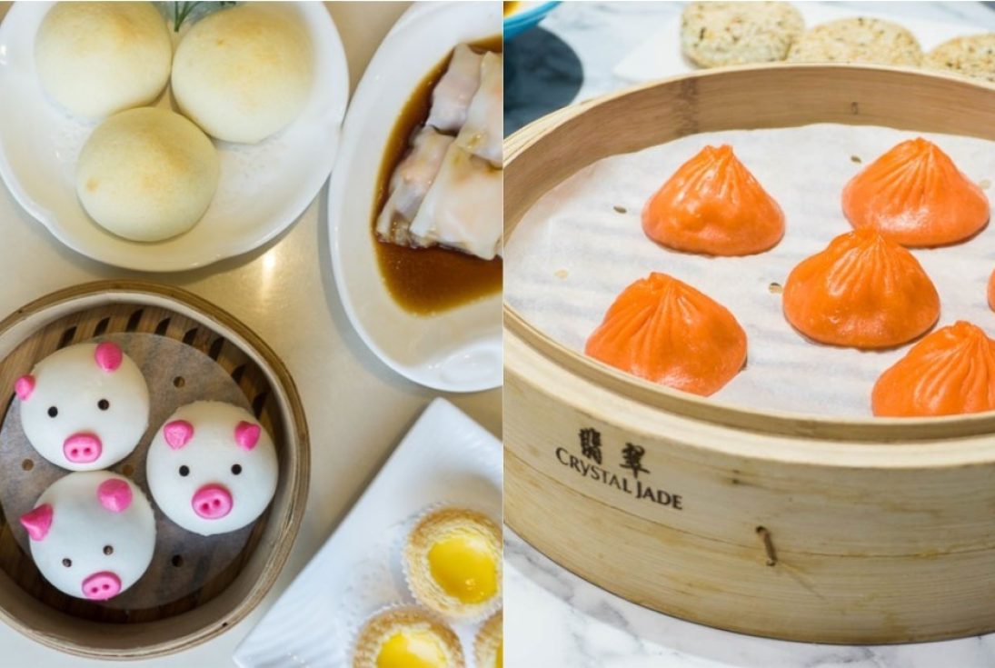 Collage of dim sum from Canton Paradise and Crystal Jade