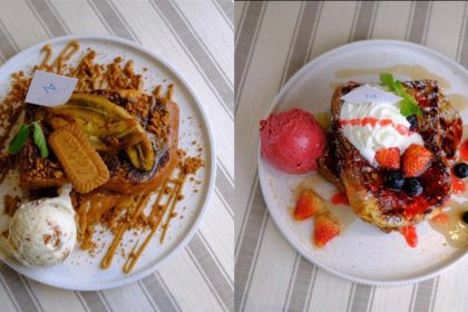 A picture of Madly Good's speculoos French toast, and Berries and cream French toast
