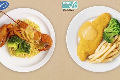 A collage of lobster laksa pasta & nacho fish and chips