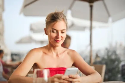 lady using phone