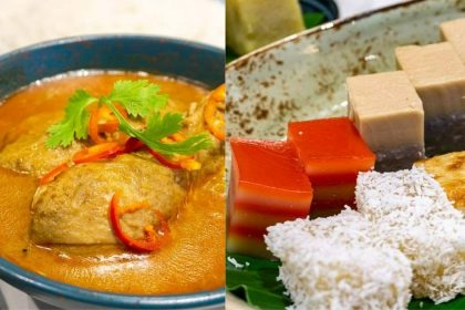 Collage of Sri Lankan Chicken Curry and Dessert Platter