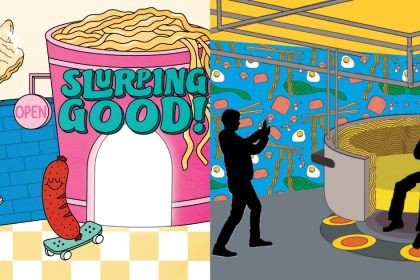 A collage of visuals from slurping good