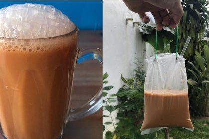 a collage of teh tarik