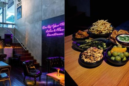 Collage of Vertigo 26 interior and food